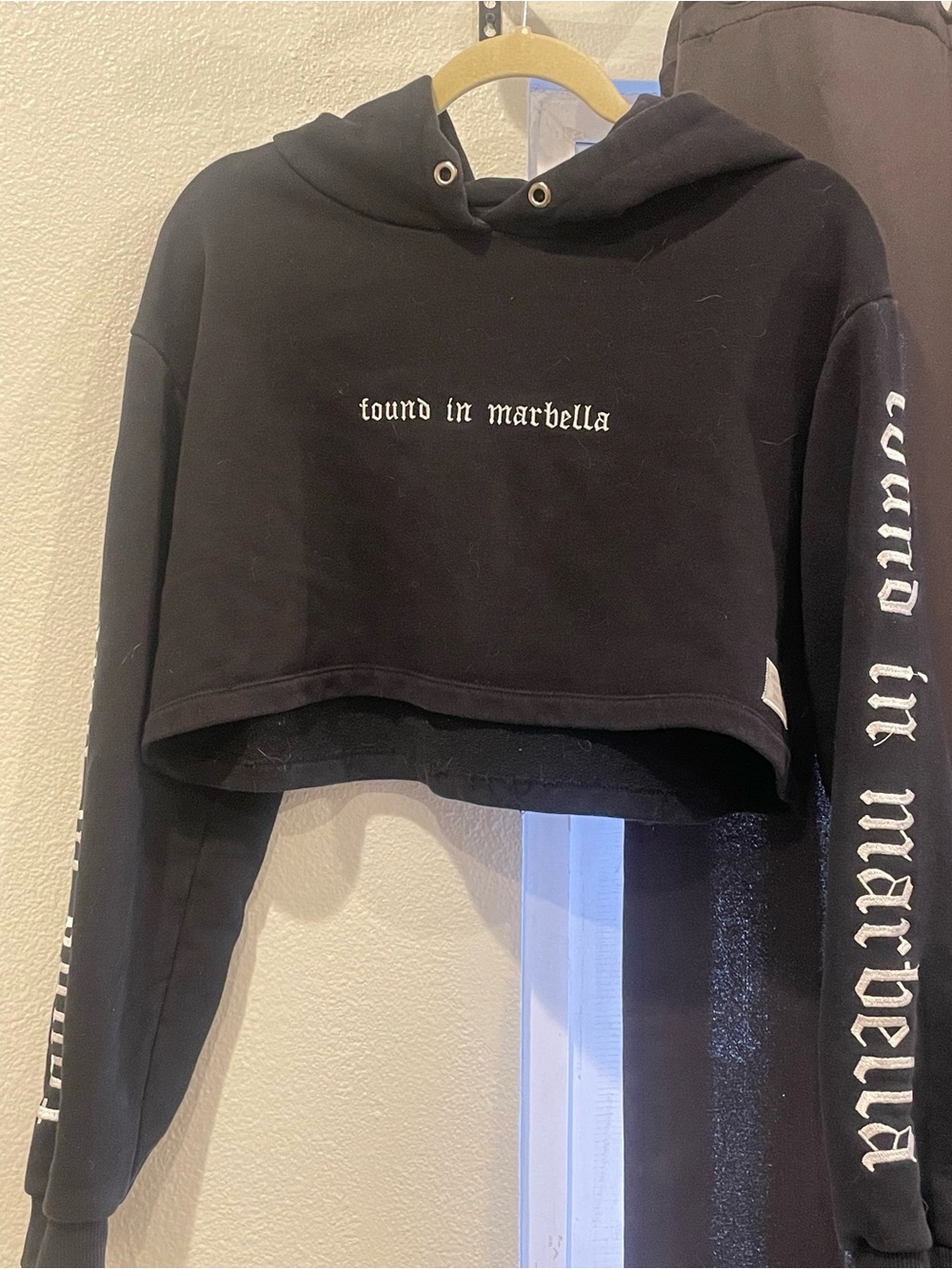 Homie Black Cropped Hoodie with White Script